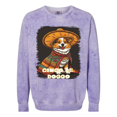 Funny Pembroke Welsh Dog Cinco De Mayo Doggo Sombrero Funny Gift Colorblast Crewneck Sweatshirt