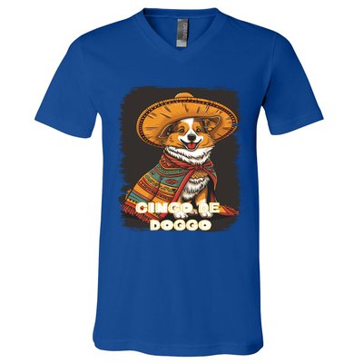 Funny Pembroke Welsh Dog Cinco De Mayo Doggo Sombrero Funny Gift V-Neck T-Shirt