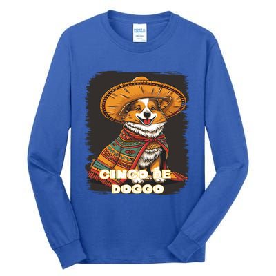 Funny Pembroke Welsh Dog Cinco De Mayo Doggo Sombrero Funny Gift Tall Long Sleeve T-Shirt