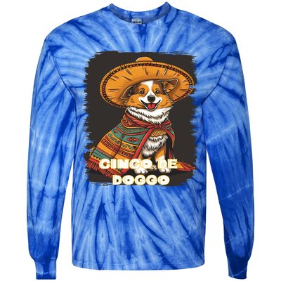 Funny Pembroke Welsh Dog Cinco De Mayo Doggo Sombrero Funny Gift Tie-Dye Long Sleeve Shirt