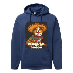 Funny Pembroke Welsh Dog Cinco De Mayo Mexican Party Cool Gift Performance Fleece Hoodie