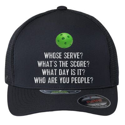 Funny Pickleball Whose Serve League Pickleball Team Flexfit Unipanel Trucker Cap