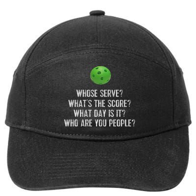 Funny Pickleball Whose Serve League Pickleball Team 7-Panel Snapback Hat