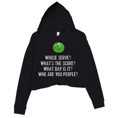 Funny Pickleball Whose Serve League Pickleball Team Crop Fleece Hoodie