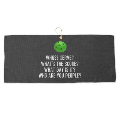 Funny Pickleball Whose Serve League Pickleball Team Large Microfiber Waffle Golf Towel