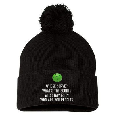 Funny Pickleball Whose Serve League Pickleball Team Pom Pom 12in Knit Beanie