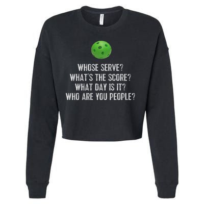 Funny Pickleball Whose Serve League Pickleball Team Cropped Pullover Crew