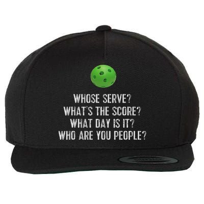 Funny Pickleball Whose Serve League Pickleball Team Wool Snapback Cap