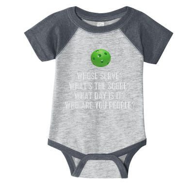 Funny Pickleball Whose Serve League Pickleball Team Infant Baby Jersey Bodysuit