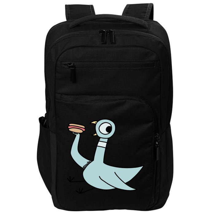 Funny Pigeon With A Hotdog Fan Art Impact Tech Backpack