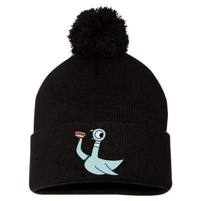 Funny Pigeon With A Hotdog Fan Art Pom Pom 12in Knit Beanie