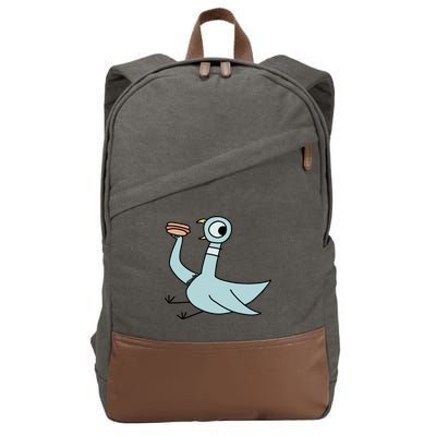 Funny Pigeon With A Hotdog Fan Art Cotton Canvas Backpack