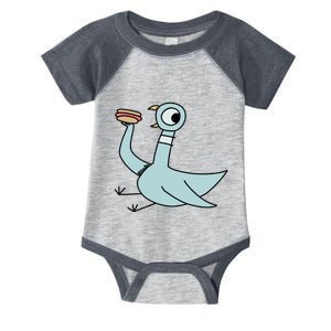 Funny Pigeon With A Hotdog Fan Art Infant Baby Jersey Bodysuit