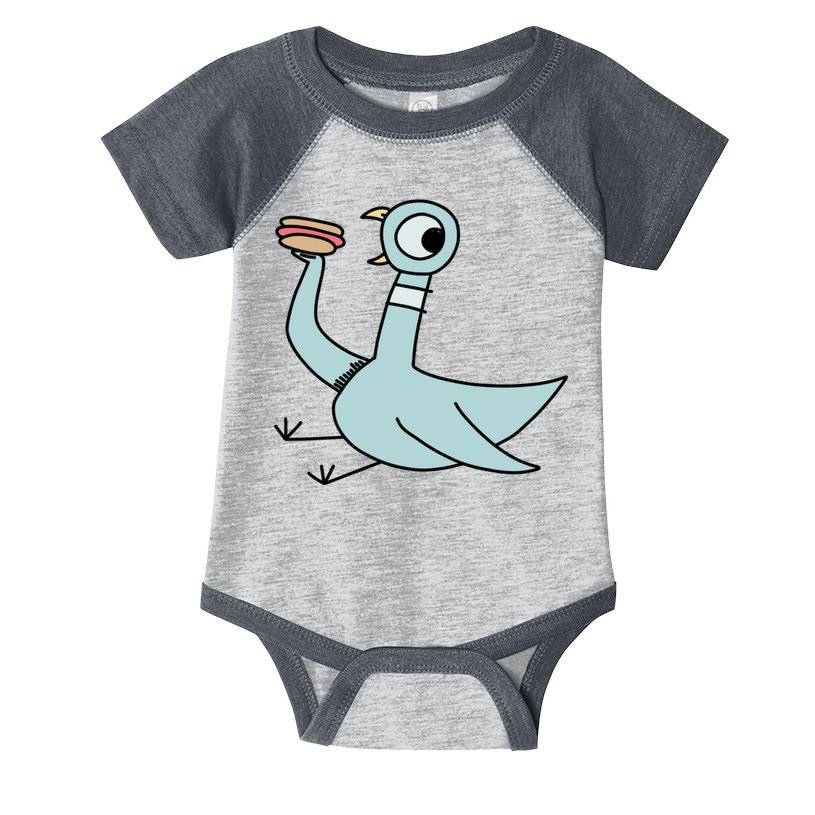 Funny Pigeon With A Hotdog Fan Art Infant Baby Jersey Bodysuit
