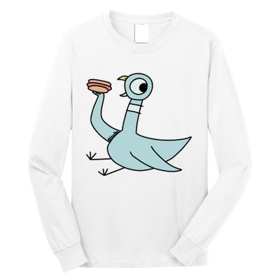 Funny Pigeon With A Hotdog Fan Art Long Sleeve Shirt