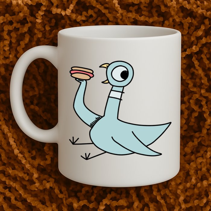 Funny Pigeon With A Hotdog Fan Art Mug