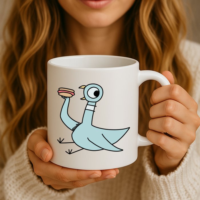 Funny Pigeon With A Hotdog Fan Art Mug
