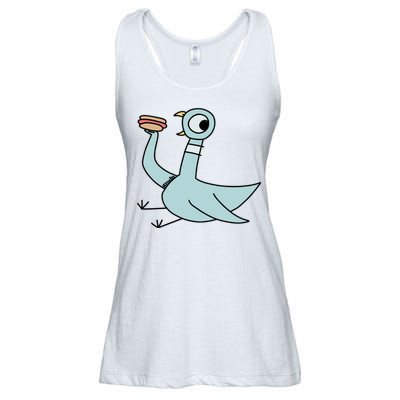 Funny Pigeon With A Hotdog Fan Art Ladies Essential Flowy Tank