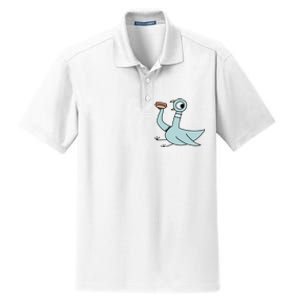 Funny Pigeon With A Hotdog Fan Art Dry Zone Grid Polo