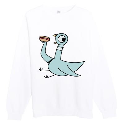 Funny Pigeon With A Hotdog Fan Art Premium Crewneck Sweatshirt