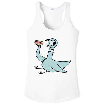 Funny Pigeon With A Hotdog Fan Art Ladies PosiCharge Competitor Racerback Tank