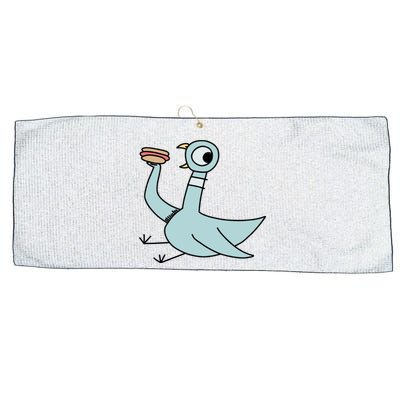 Funny Pigeon With A Hotdog Fan Art Large Microfiber Waffle Golf Towel