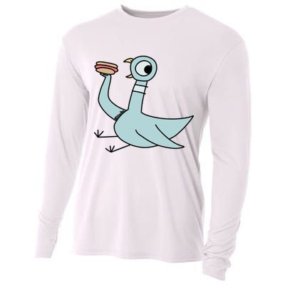 Funny Pigeon With A Hotdog Fan Art Cooling Performance Long Sleeve Crew