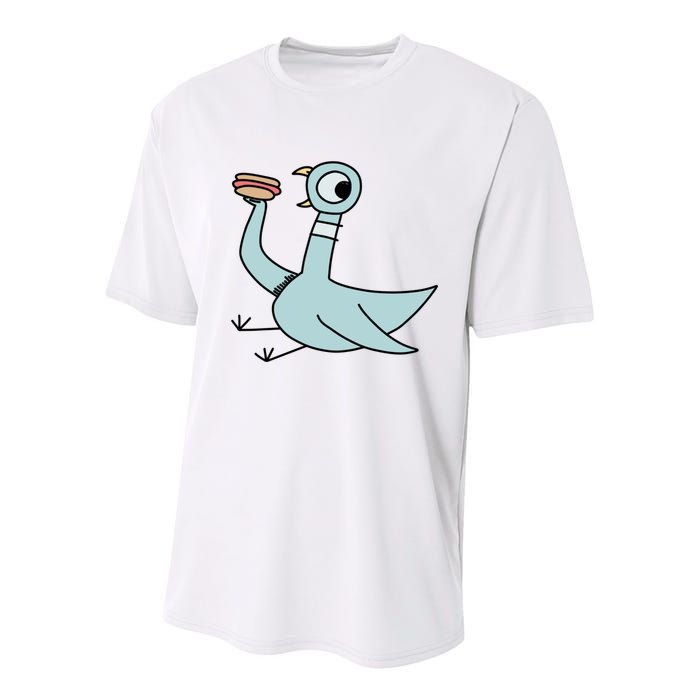 Funny Pigeon With A Hotdog Fan Art Youth Performance Sprint T-Shirt