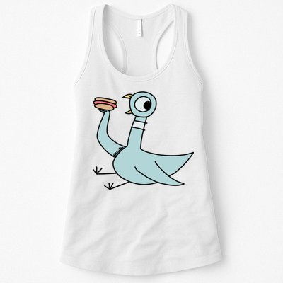 Funny Pigeon With A Hotdog Fan Art Womens Tank Top