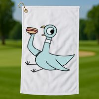 Funny Pigeon With A Hotdog Fan Art Golf Towel