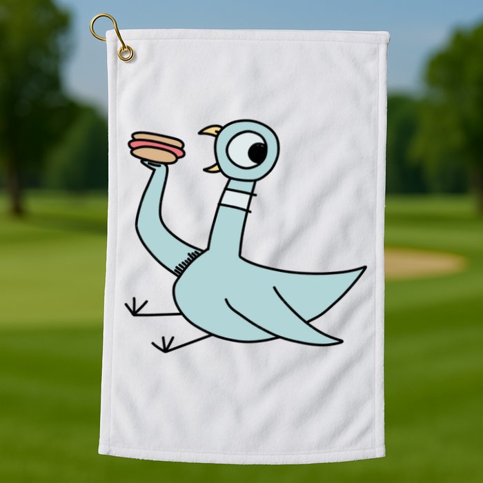 Funny Pigeon With A Hotdog Fan Art Golf Towel