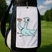 Funny Pigeon With A Hotdog Fan Art Golf Towel