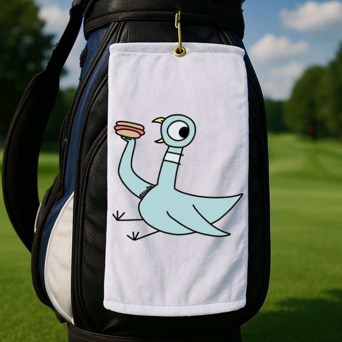 Funny Pigeon With A Hotdog Fan Art Golf Towel