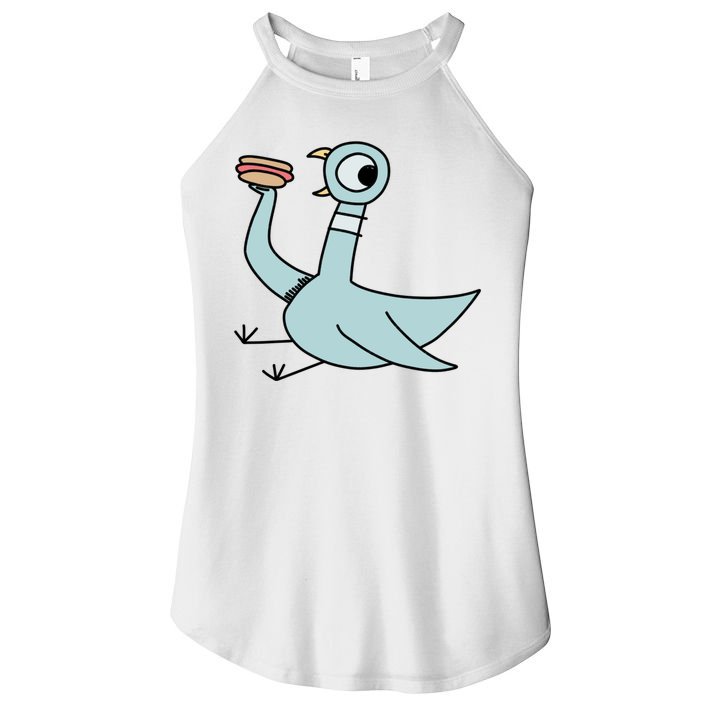 Funny Pigeon With A Hotdog Fan Art Women's Perfect Tri Rocker Tank