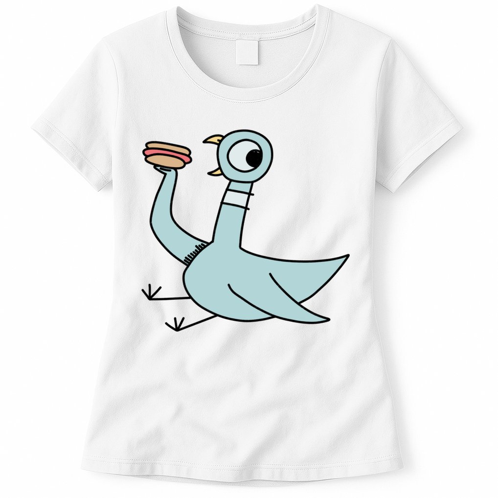 Funny Pigeon With A Hotdog Fan Art Womens T-Shirt