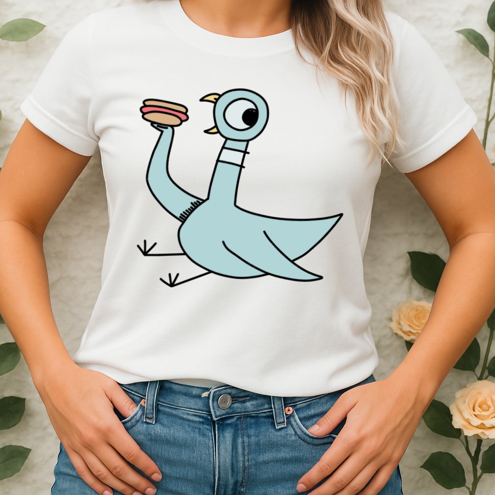 Funny Pigeon With A Hotdog Fan Art Womens T-Shirt