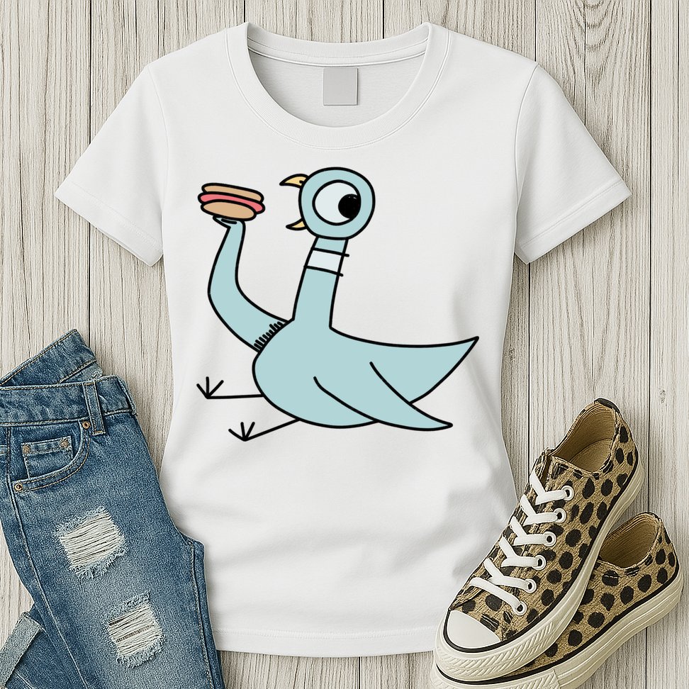 Funny Pigeon With A Hotdog Fan Art Womens T-Shirt