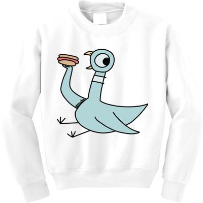 Funny Pigeon With A Hotdog Fan Art Kids Sweatshirt
