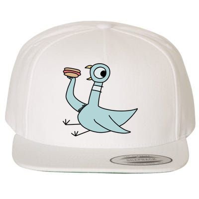 Funny Pigeon With A Hotdog Fan Art Wool Snapback Cap