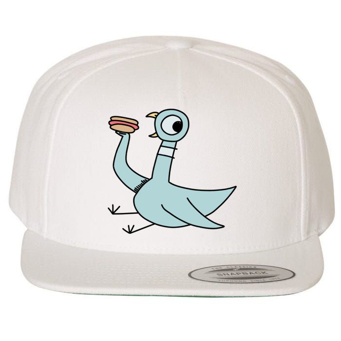 Funny Pigeon With A Hotdog Fan Art Wool Snapback Cap