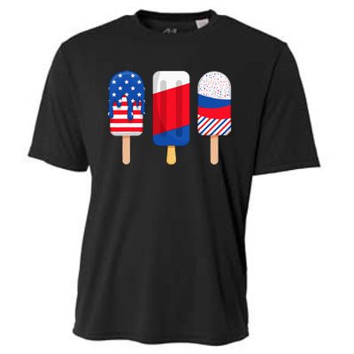 Funny Patriotic Wo 4th Of July Ice Cream Pop Cooling Performance Crew T-Shirt