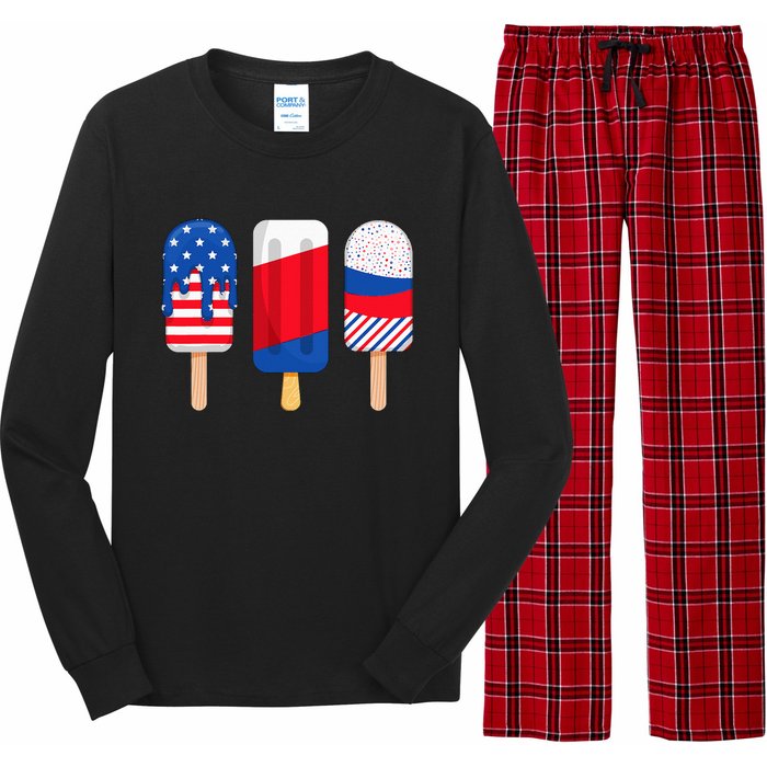 Funny Patriotic Wo 4th Of July Ice Cream Pop Long Sleeve Pajama Set