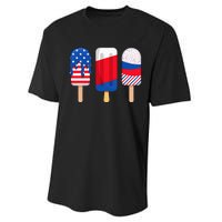 Funny Patriotic Wo 4th Of July Ice Cream Pop Performance Sprint T-Shirt