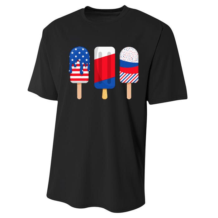 Funny Patriotic Wo 4th Of July Ice Cream Pop Performance Sprint T-Shirt