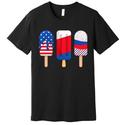 Funny Patriotic Wo 4th Of July Ice Cream Pop Premium T-Shirt