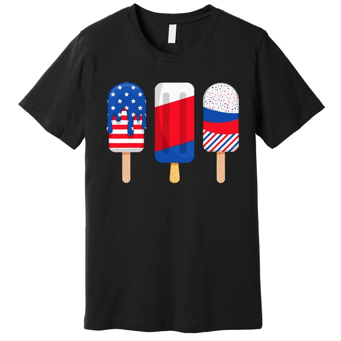 Funny Patriotic Wo 4th Of July Ice Cream Pop Premium T-Shirt