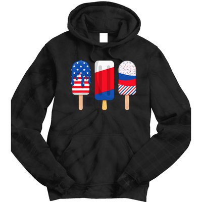 Funny Patriotic Wo 4th Of July Ice Cream Pop Tie Dye Hoodie