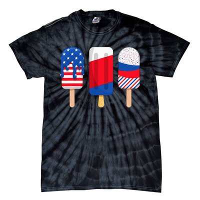 Funny Patriotic Wo 4th Of July Ice Cream Pop Tie-Dye T-Shirt