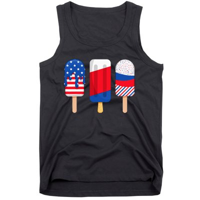 Funny Patriotic Wo 4th Of July Ice Cream Pop Tank Top