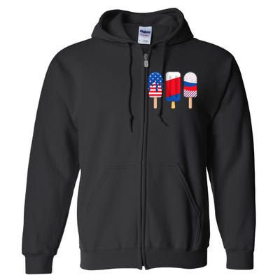 Funny Patriotic Wo 4th Of July Ice Cream Pop Full Zip Hoodie